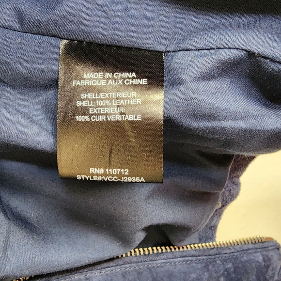 Vigoss Genuine Leather Motorcycle Jacket Women's XS Blue Cropped Long Sleeve - Picture 9 of 11